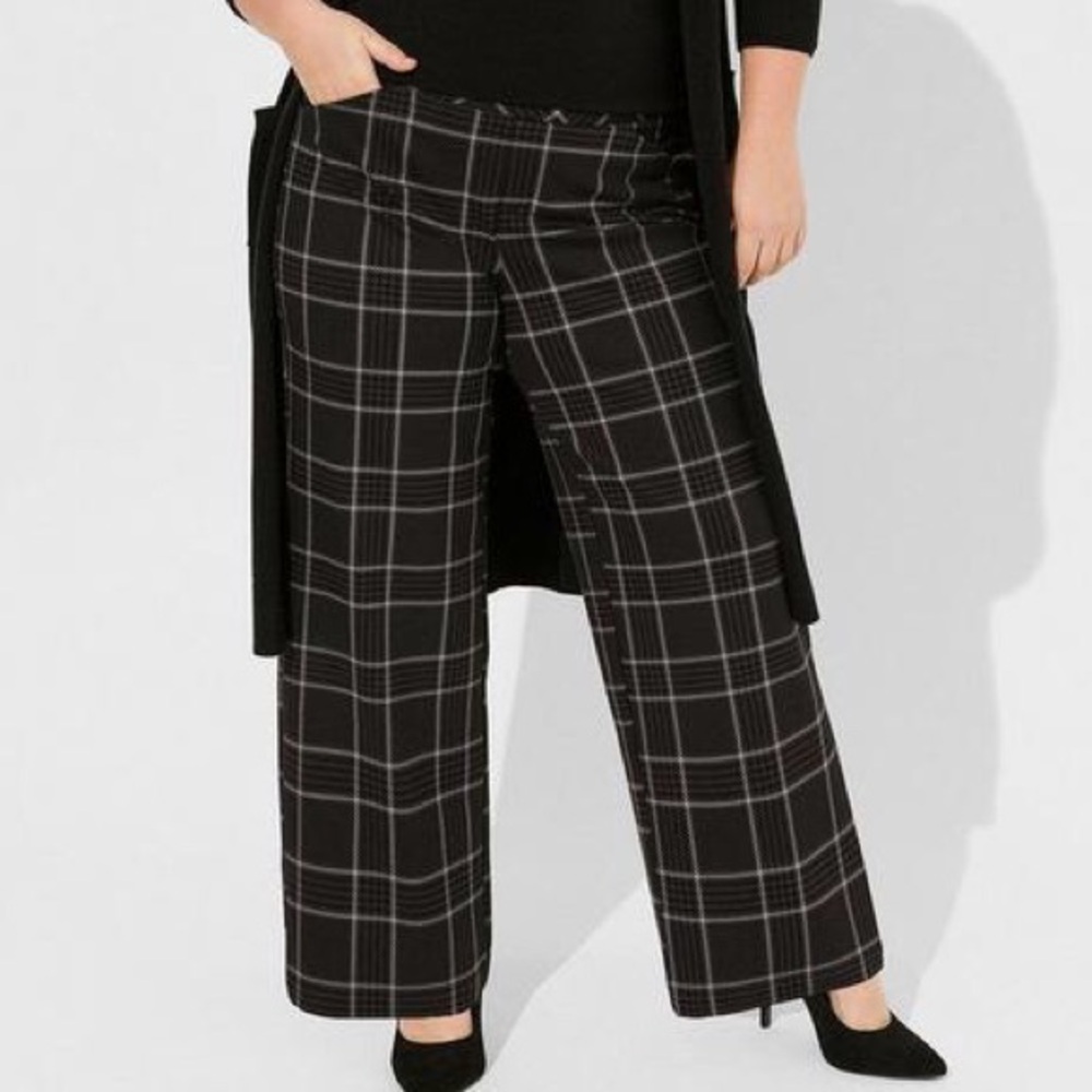 Plaid Wide-Leg Women's Pants